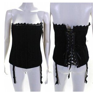 Grenier Black Lace Up Overbust Corset Size Medium/Large
